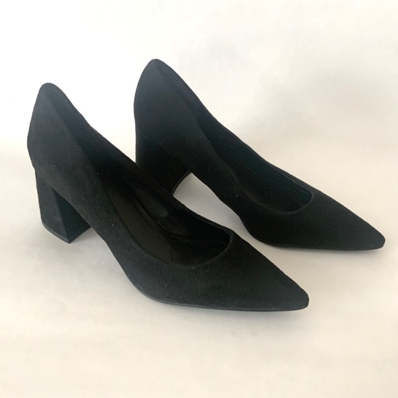 Charles David Arya Black Pump Block heel pointed toe Classic Dress Shoes Heels 8 - Picture 3 of 7